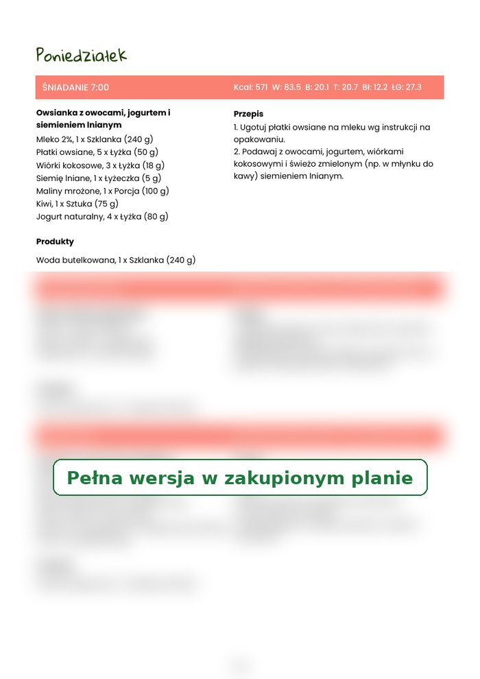 Przepisy i gramatury - podgląd